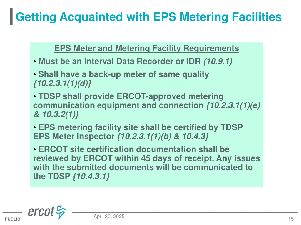 getting acquainted with eps metering facilities