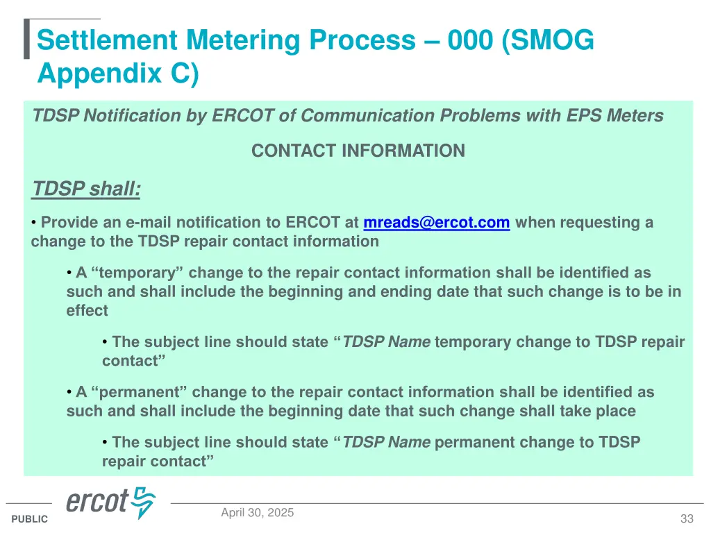 settlement metering process 000 smog appendix c 2
