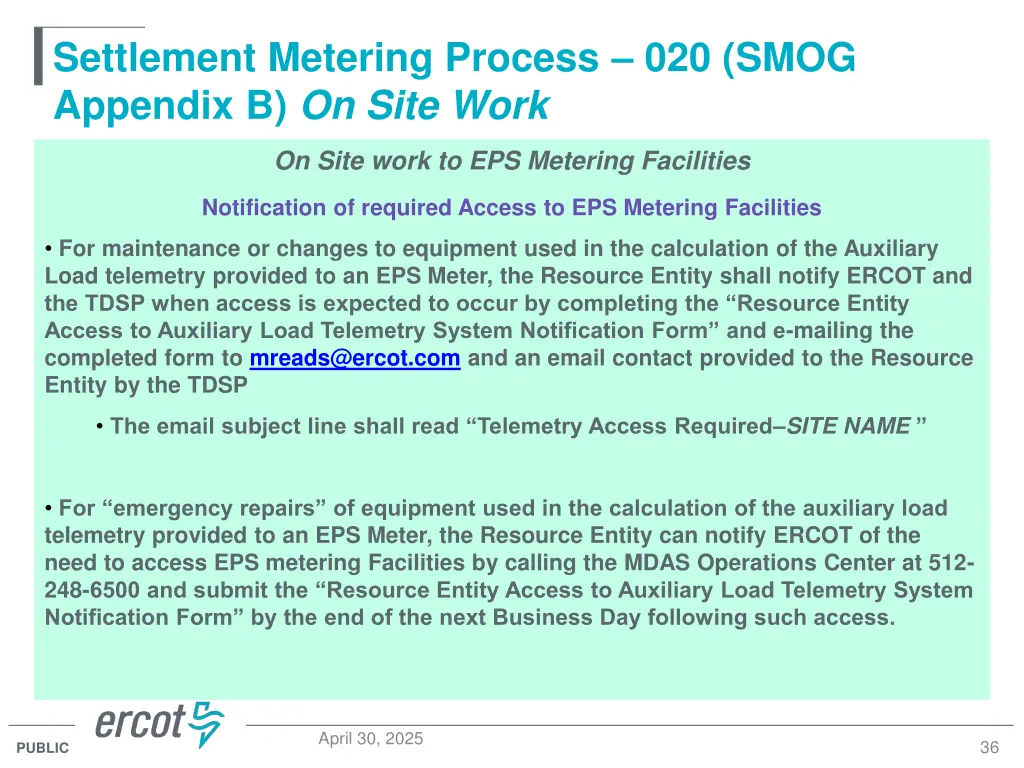 settlement metering process 020 smog appendix 1