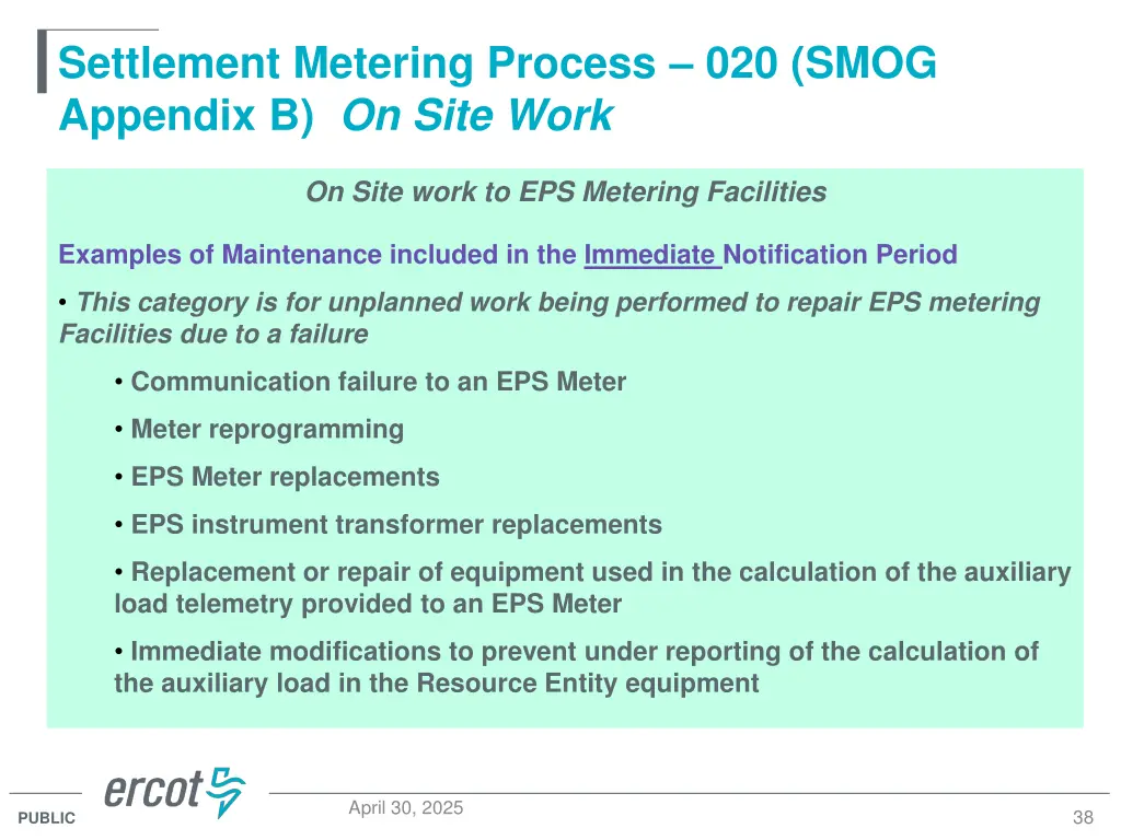settlement metering process 020 smog appendix 3