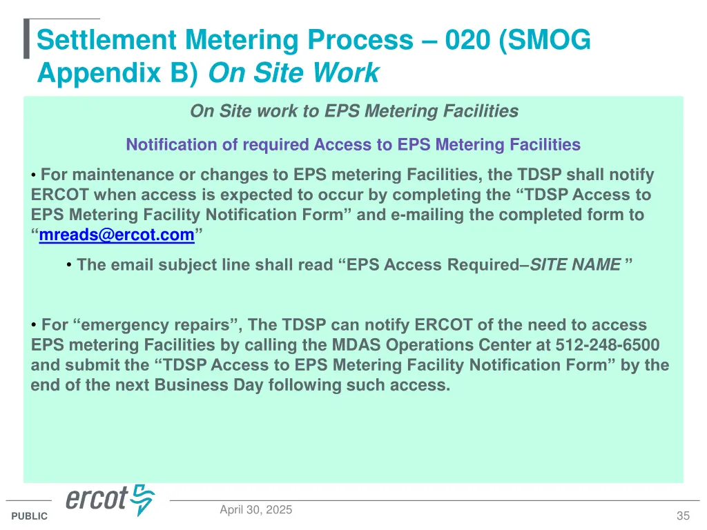 settlement metering process 020 smog appendix