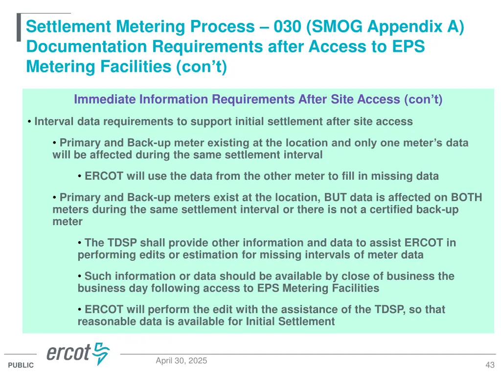 settlement metering process 030 smog appendix 2