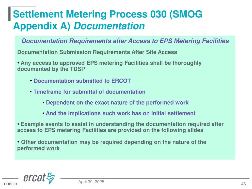 settlement metering process 030 smog appendix 3