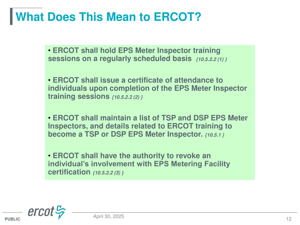 what does this mean to ercot