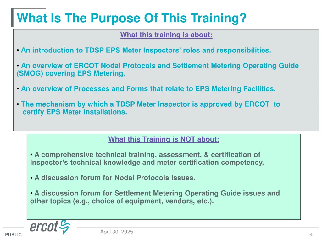 what is the purpose of this training
