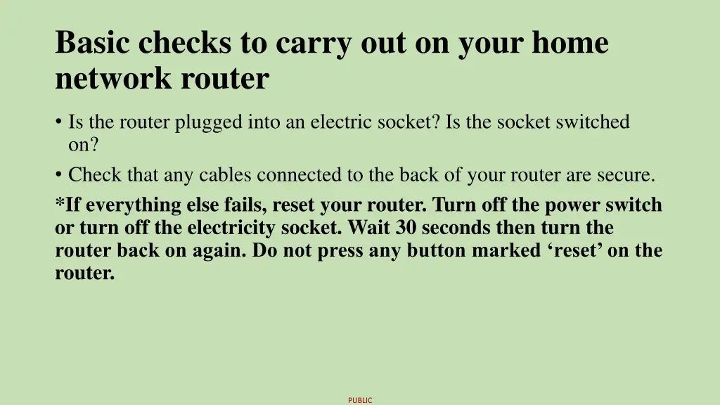 basic checks to carry out on your home network