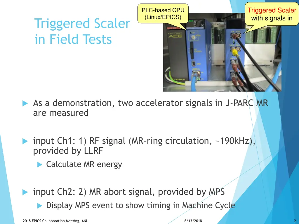 triggered scaler with signals in