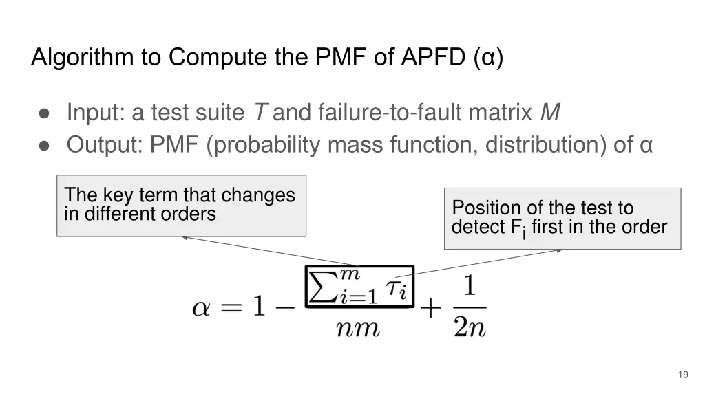 algorithm to compute the pmf of apfd