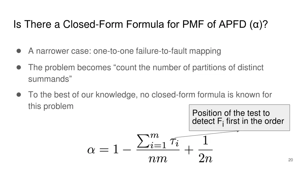 is there a closed form formula for pmf of apfd