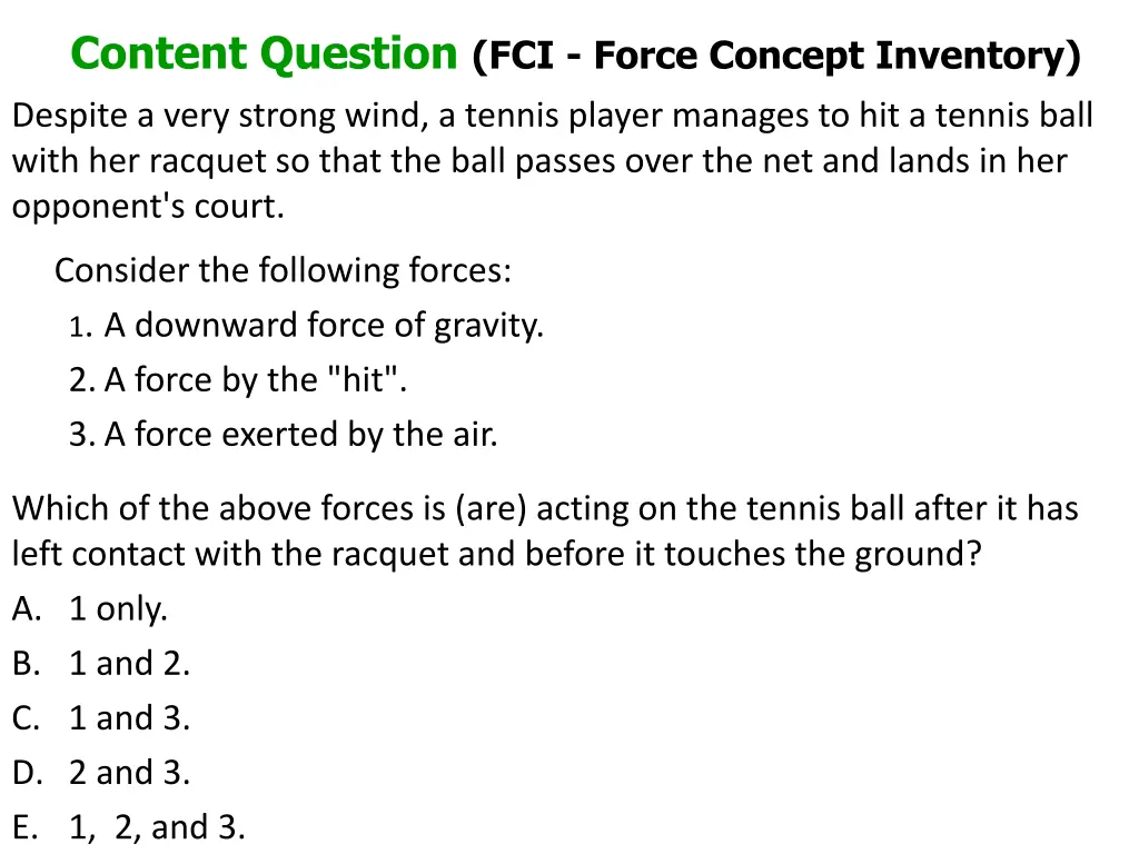 content question fci force concept inventory