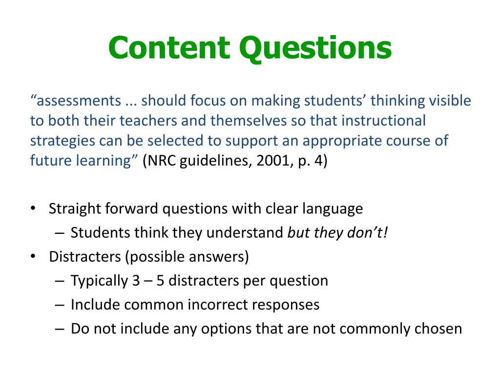 content questions