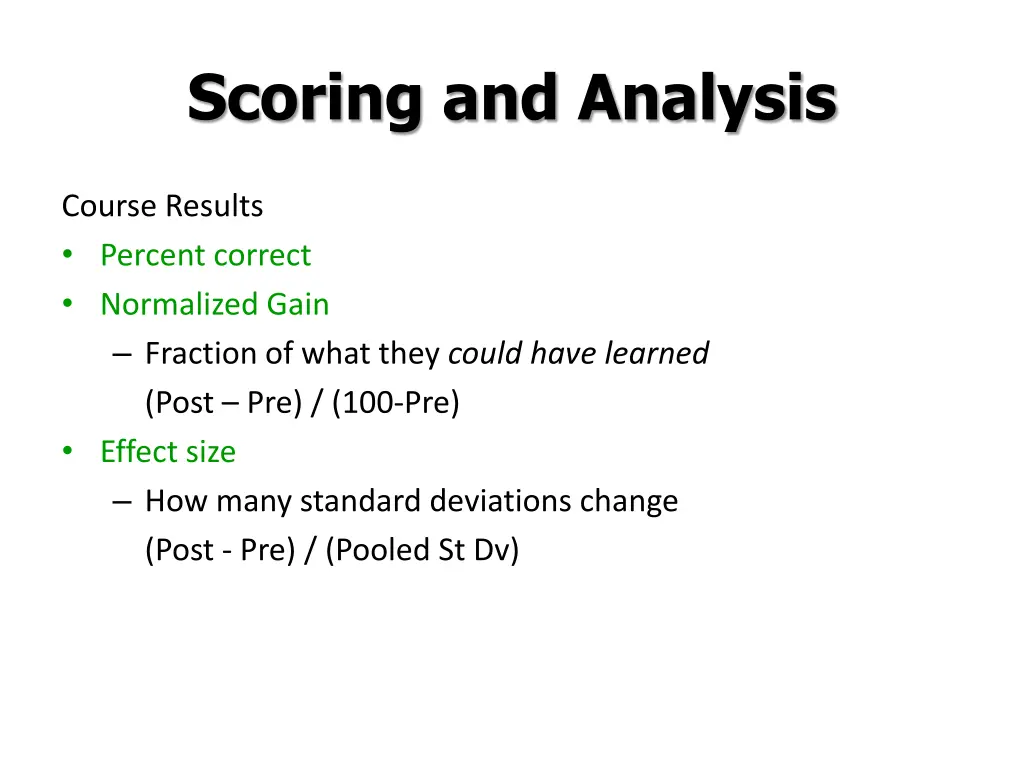 scoring and analysis