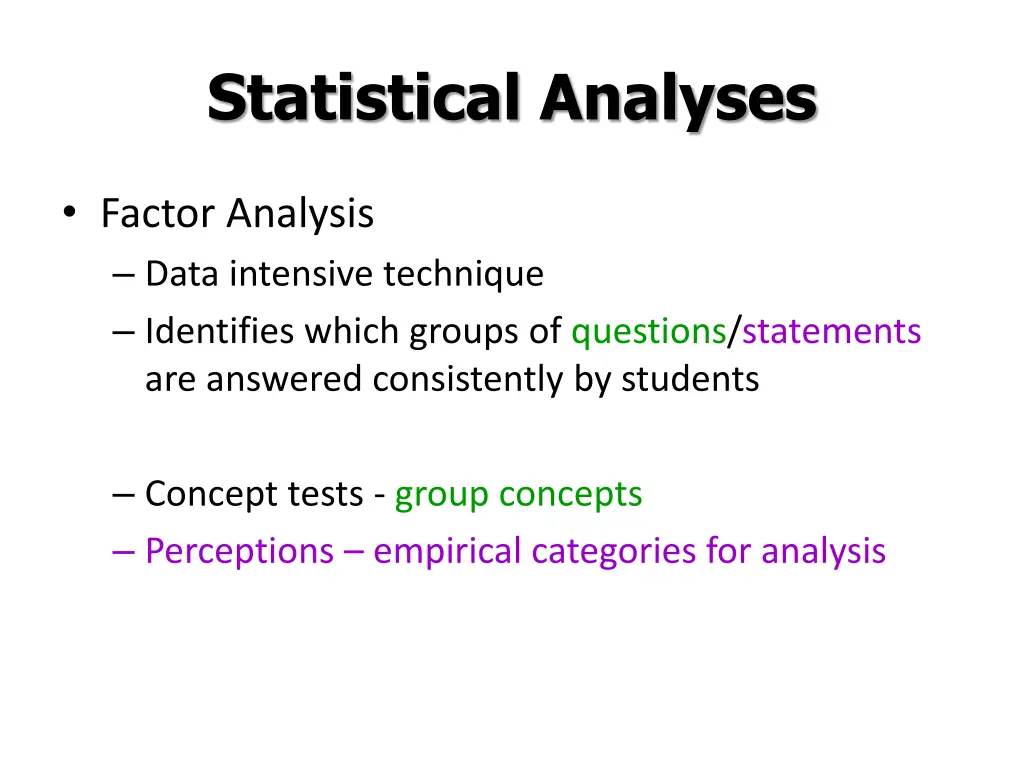 statistical analyses 2