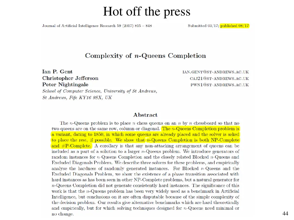 hot off the press