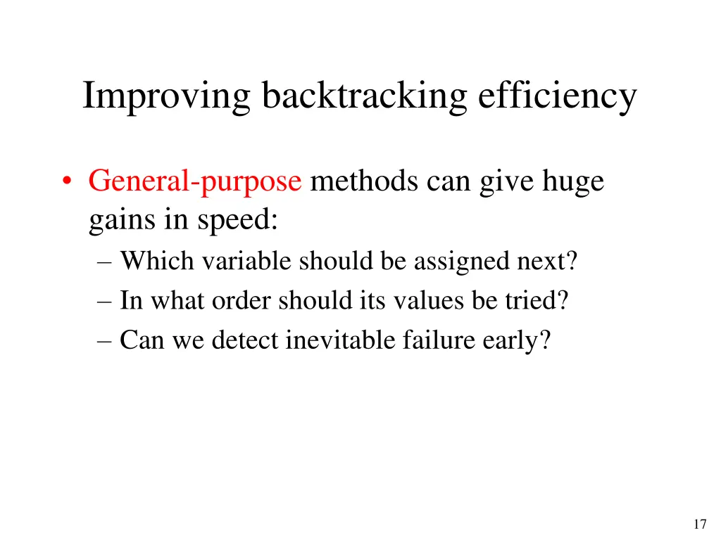 improving backtracking efficiency