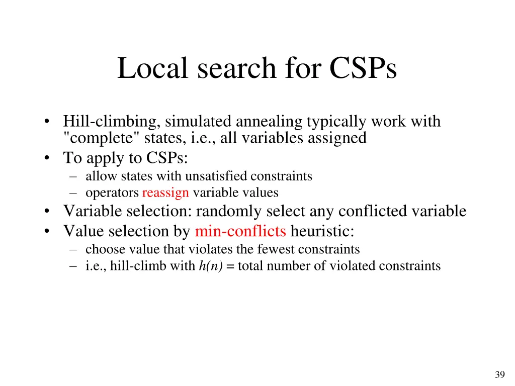 local search for csps