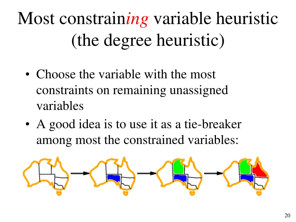 most constrain ing variable heuristic the degree