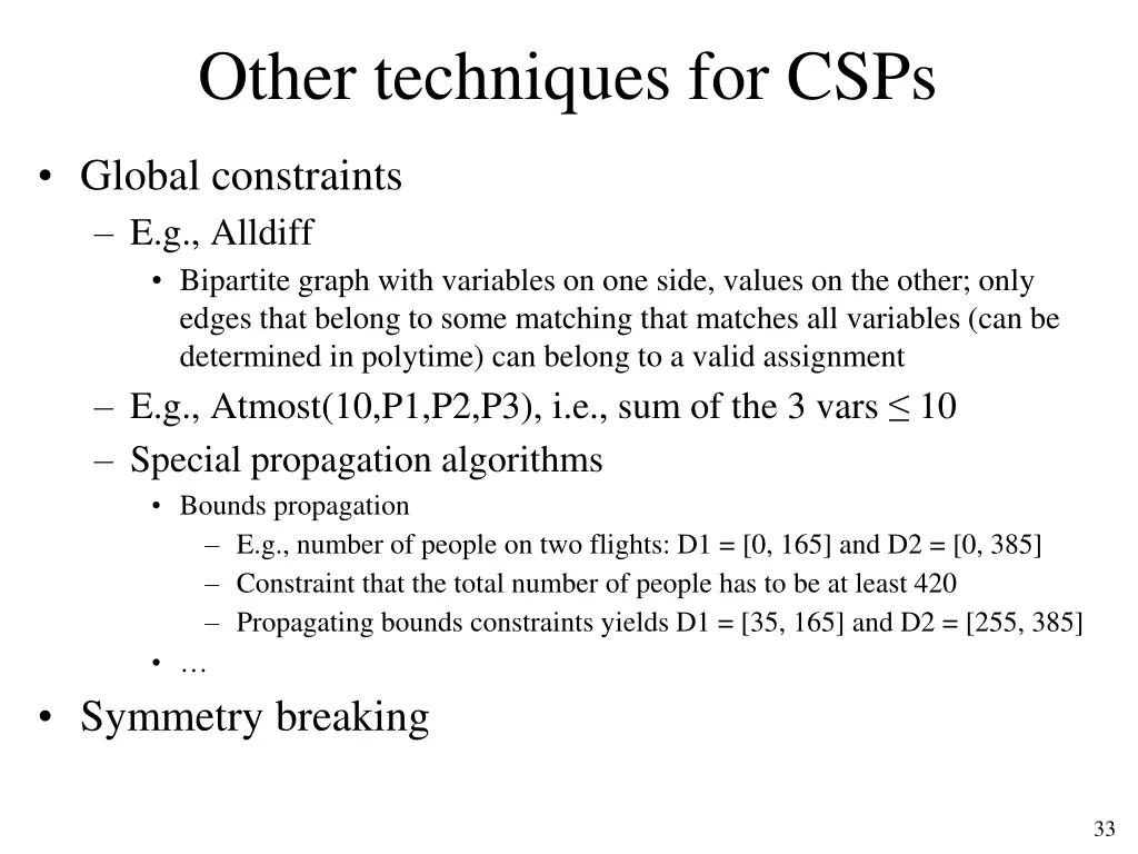 other techniques for csps