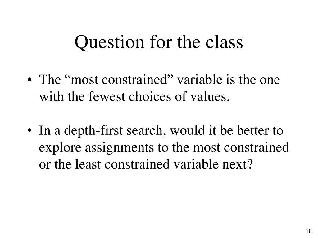 question for the class