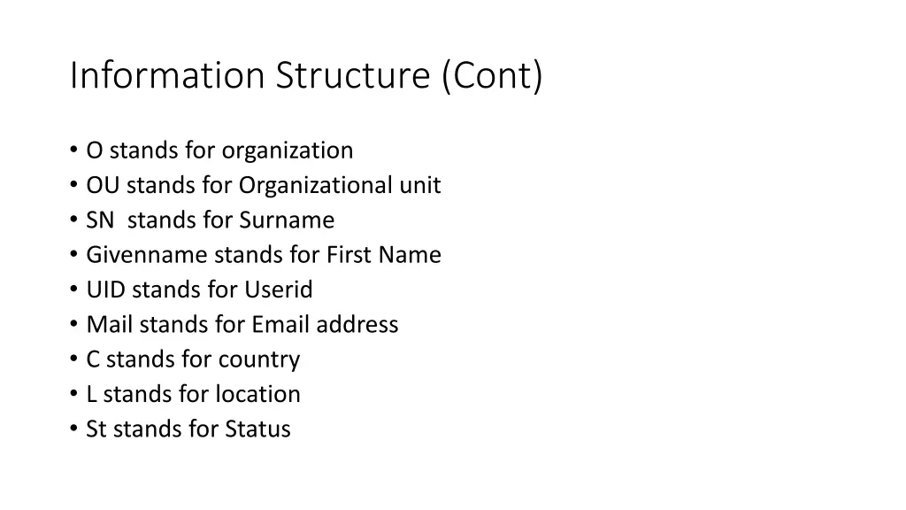 information structure cont 2