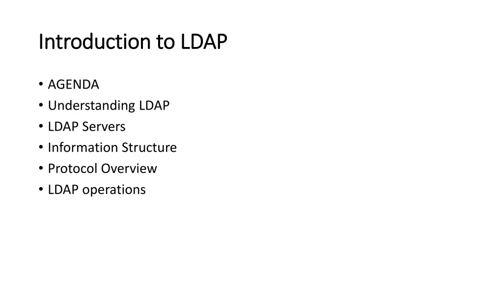 introduction to ldap introduction to ldap