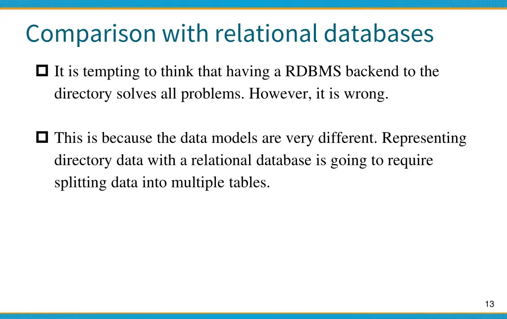 comparison with relational databases