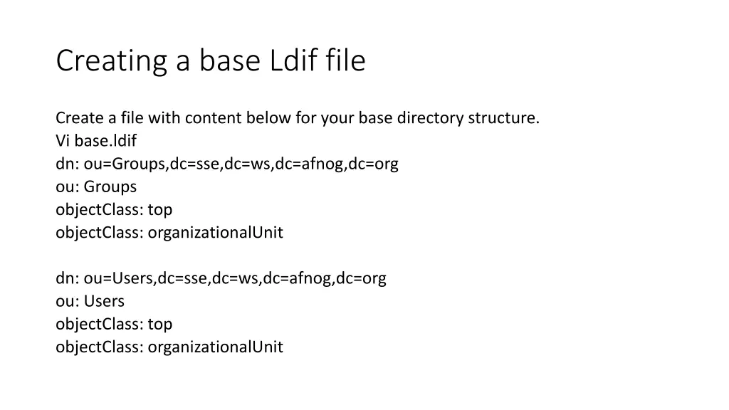 creating a base ldif file