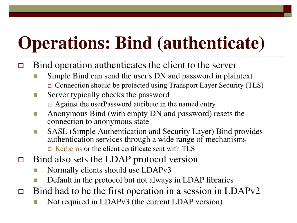 operations bind authenticate