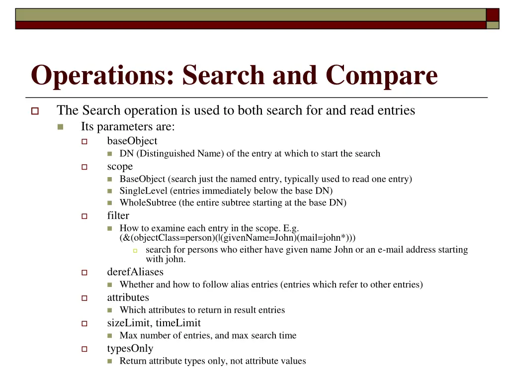 operations search and compare