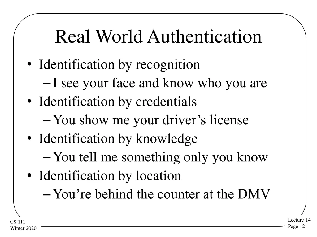 real world authentication