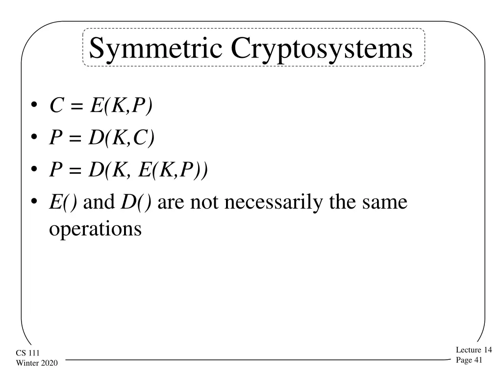 symmetric cryptosystems