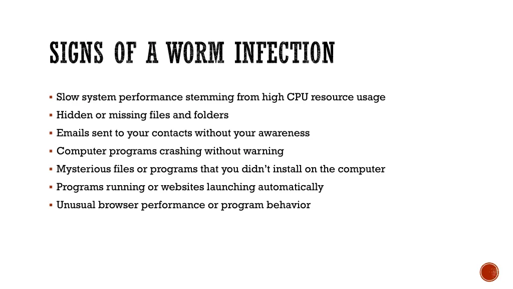 signs of a worm infection