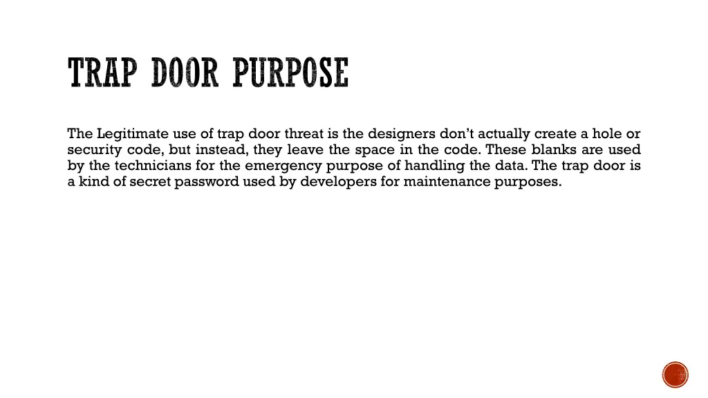 trap door purpose