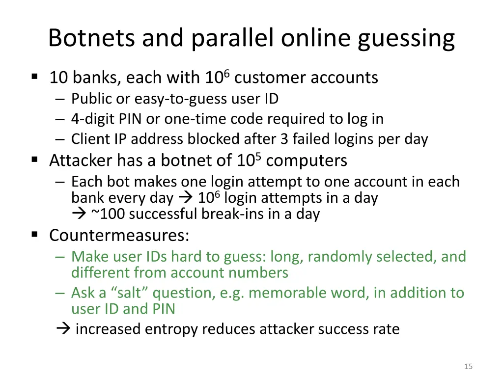 botnets and parallel online guessing