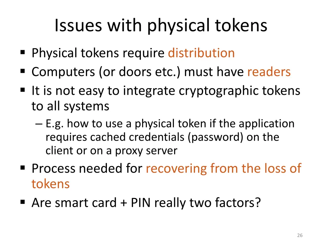 issues with physical tokens