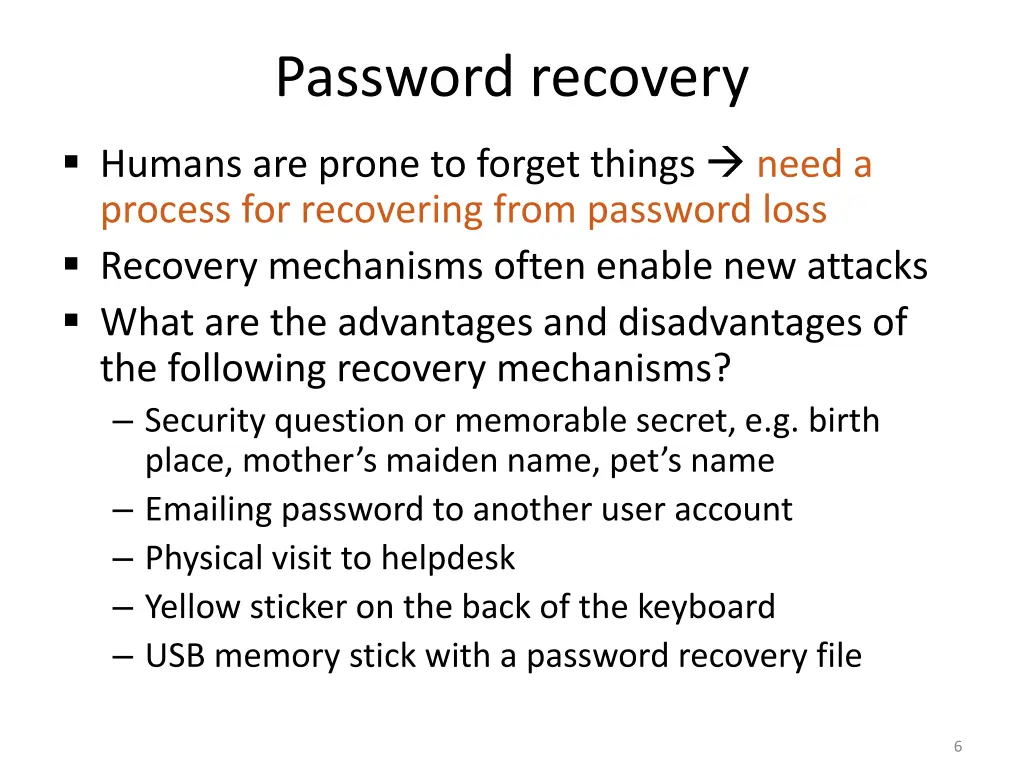 password recovery