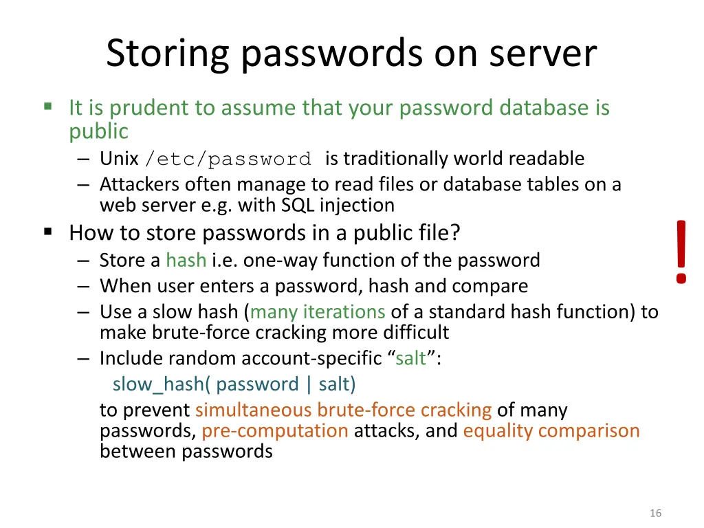 storing passwords on server
