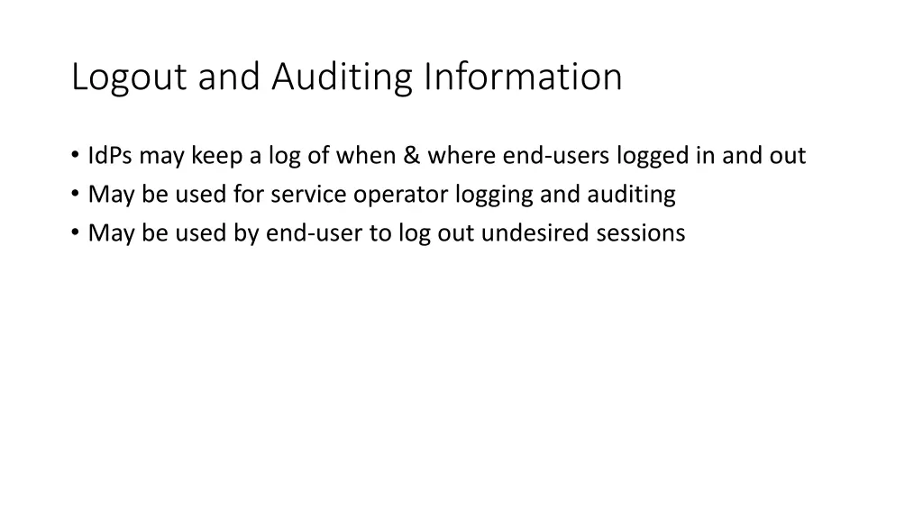 logout and auditing information