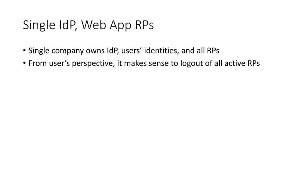 single idp web app rps