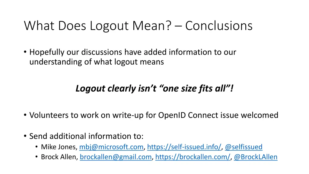 what does logout mean conclusions