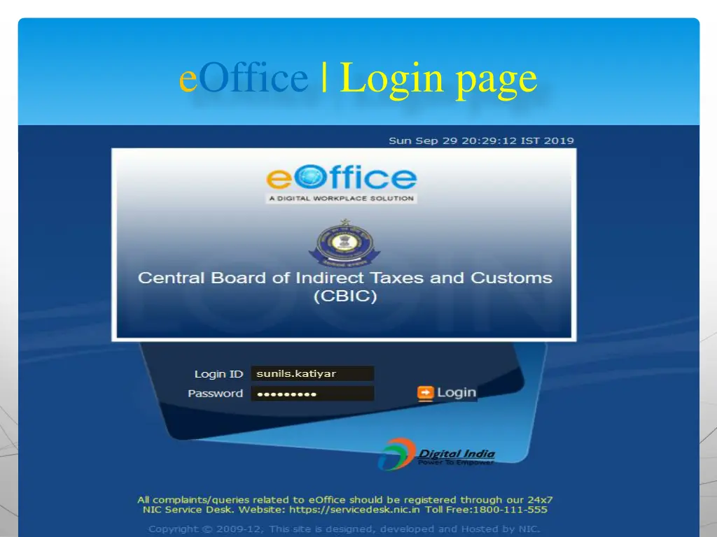 eoffice login page
