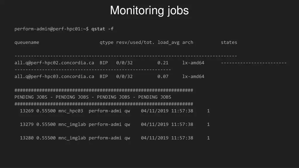 monitoring jobs