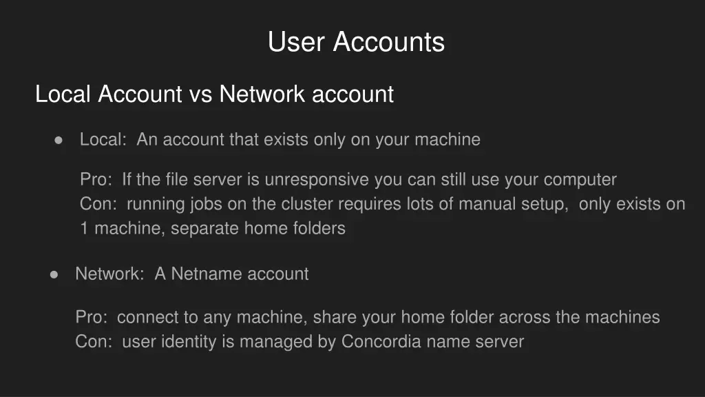 user accounts