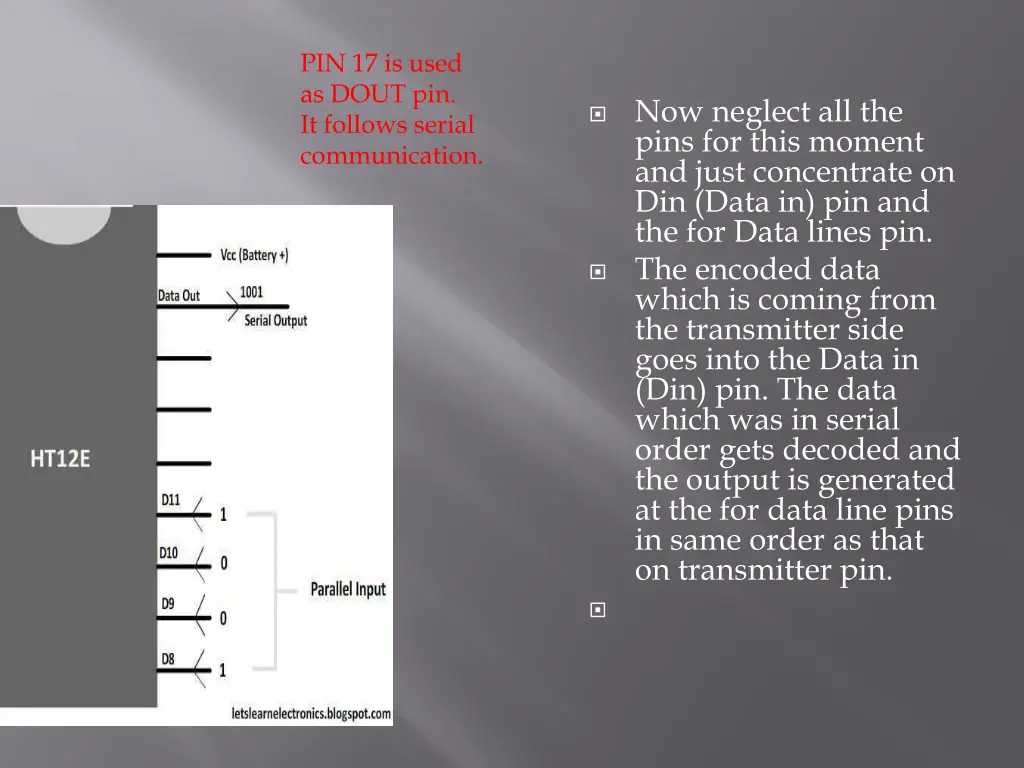 pin 17 is used as dout pin it follows serial