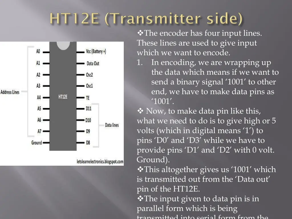 the encoder has four input lines these lines