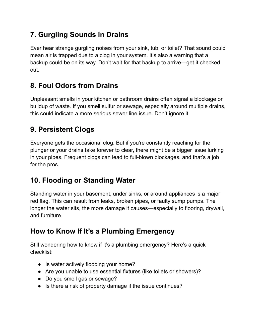 7 gurgling sounds in drains