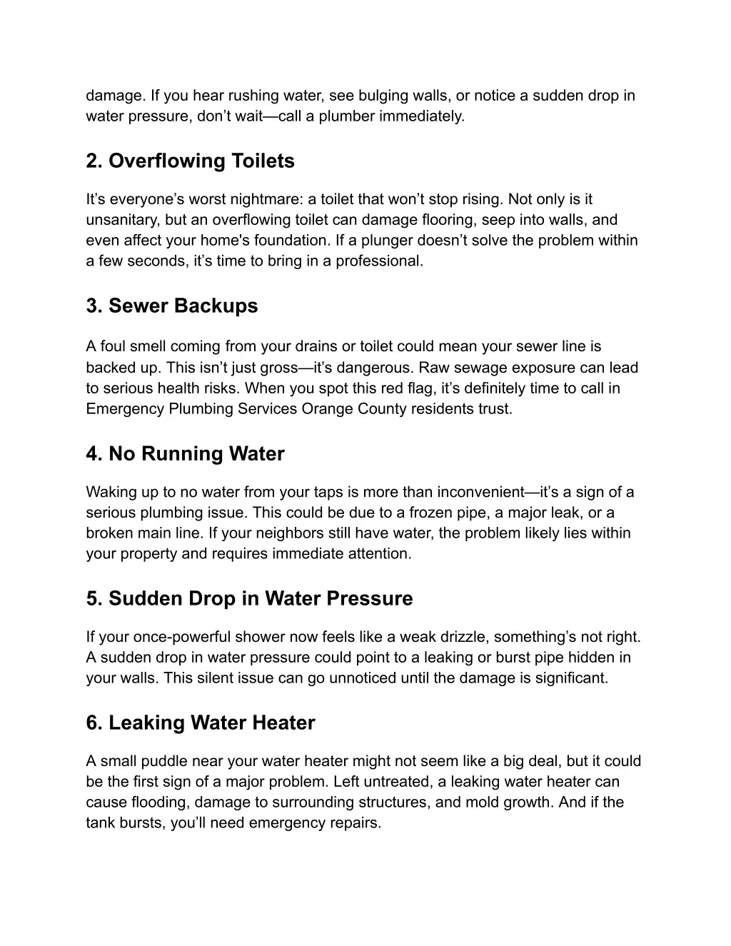 damage if you hear rushing water see bulging