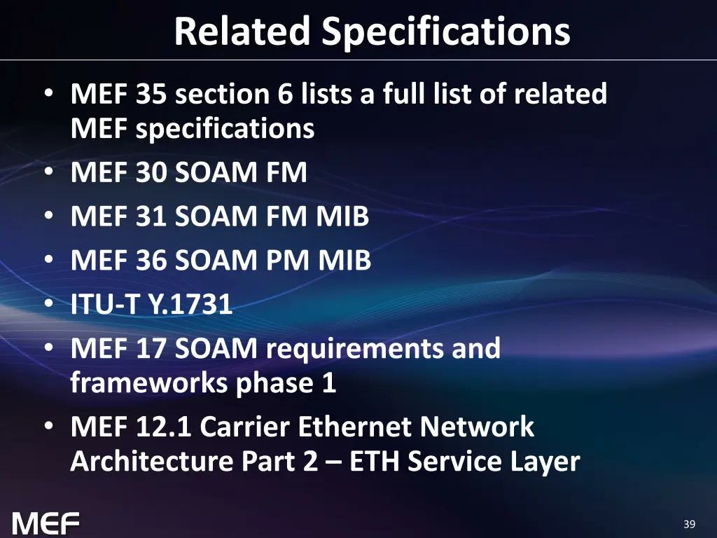 related specifications