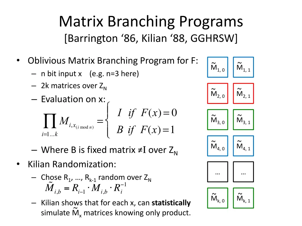 matrix branching programs barrington 86 kilian