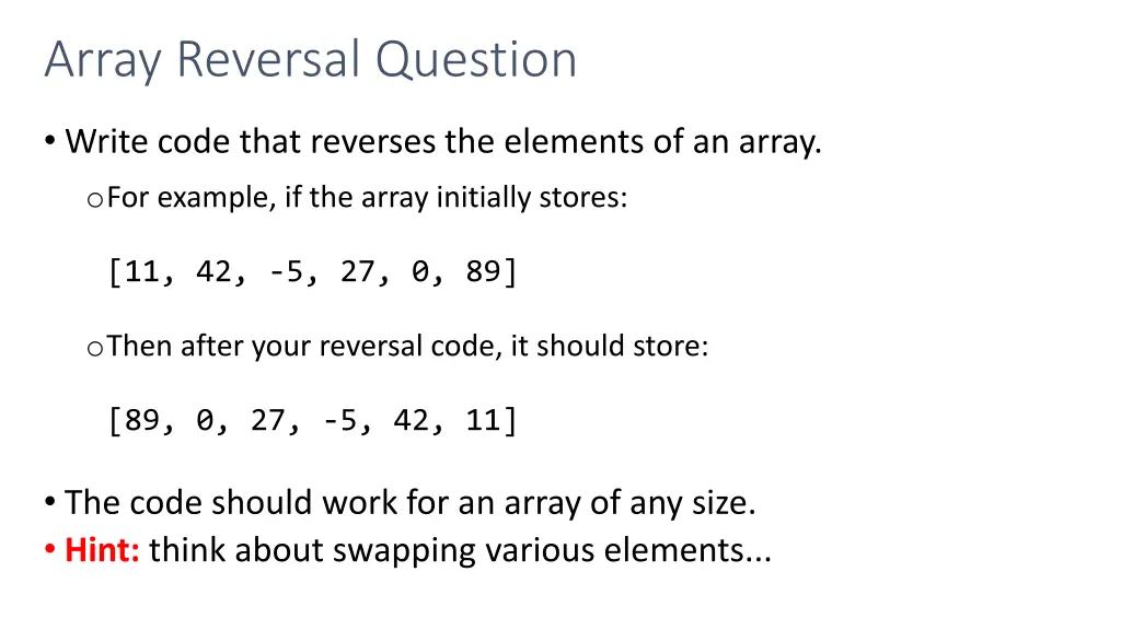 array reversal question